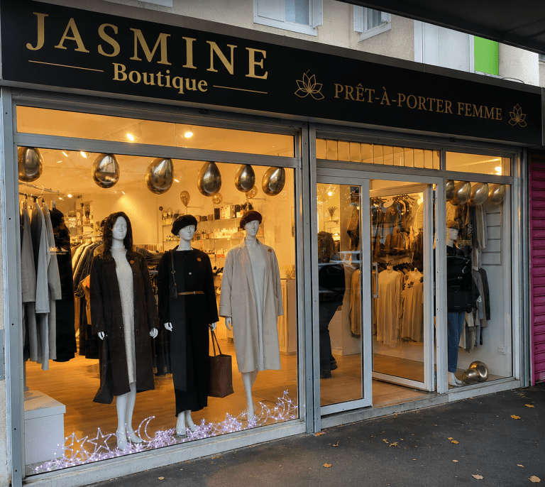 Façade de JASMINE Boutique à Vitry-sur-Seine, magasin de vêtements pour femmes et prêt-à-porter féminin tendance dans le Val-de-Marne