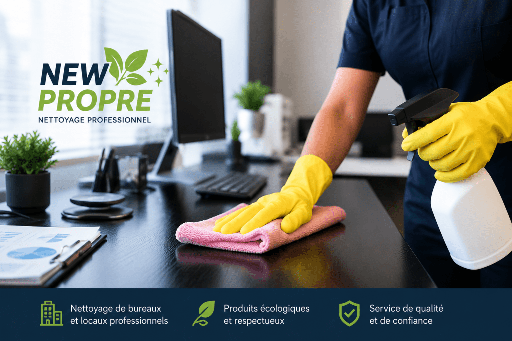 Agent de nettoyage New Propre désinfectant un bureau professionnel avec des produits écologiques à Vitry-sur-Seine