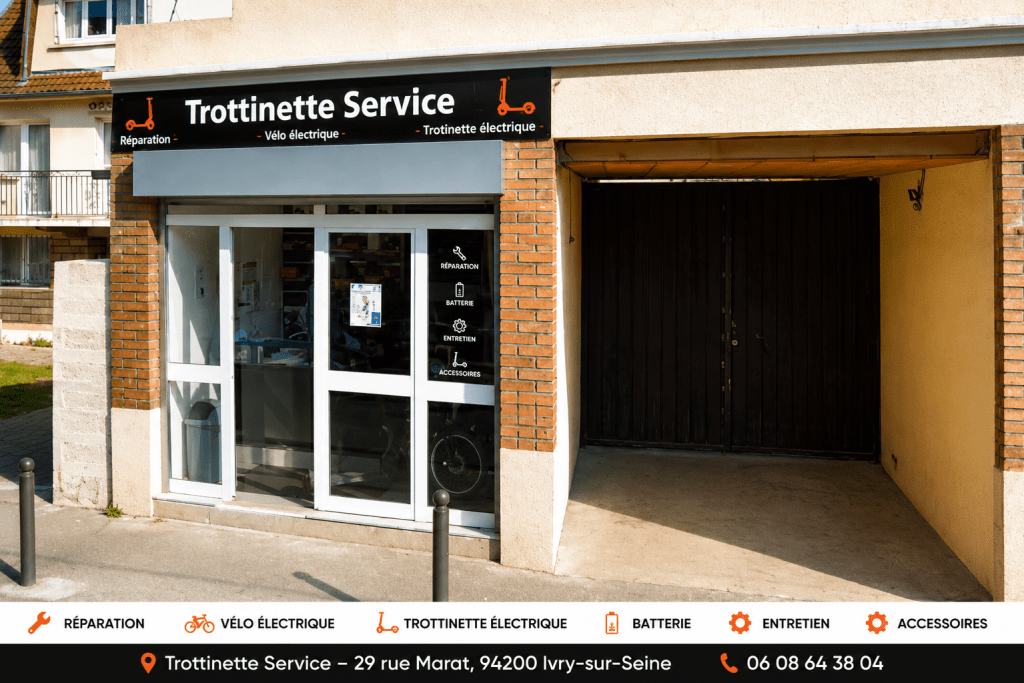 Façade de Trottinette Service à Ivry-sur-Seine spécialisée dans la réparation de trottinettes électriques et vélos électriques