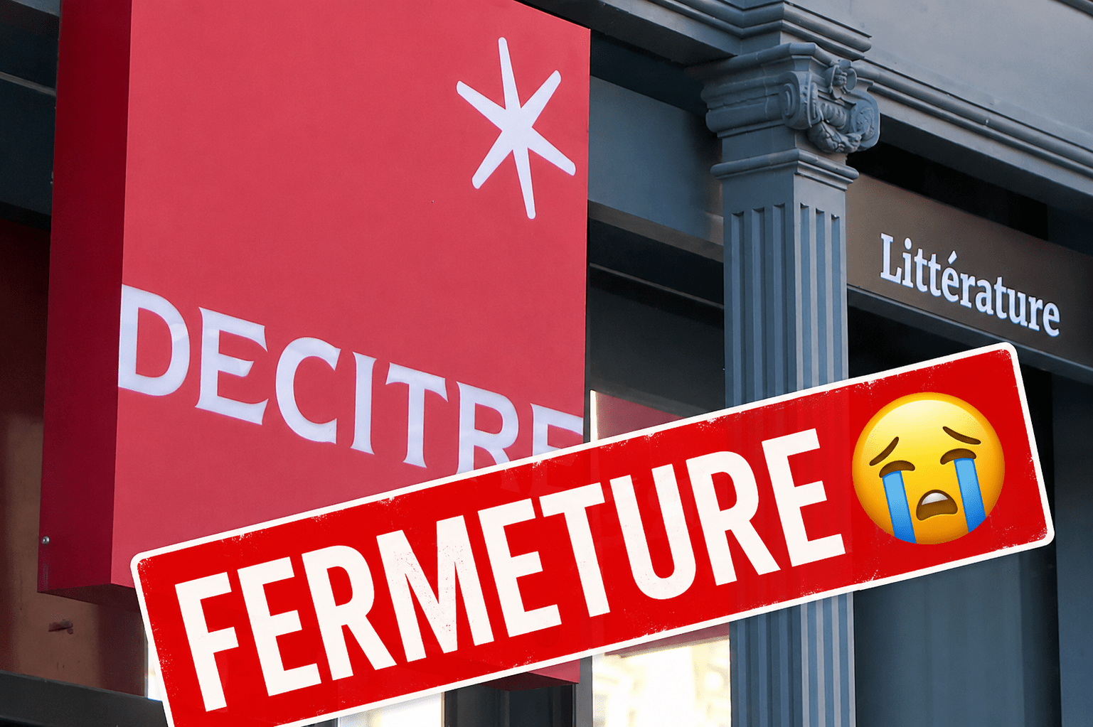 Façade de la librairie Decitre Bellecour à Lyon, symbole des difficultés rencontrées par les commerces de proximité face aux mutations du commerce.
