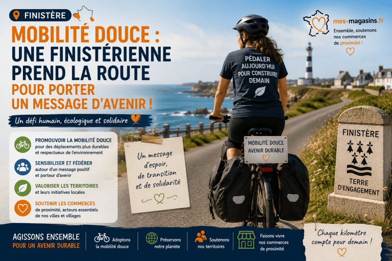 Mobilité douce dans le Finistère : une cycliste porte un message pour un avenir durable