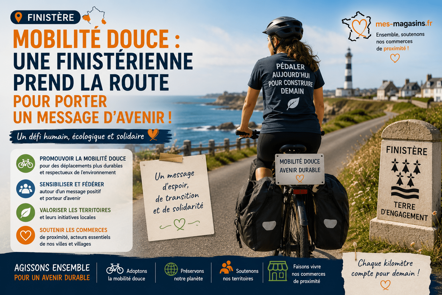 Mobilité douce dans le Finistère : une cycliste porte un message pour un avenir durable