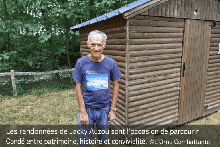 Jacky Auzou présente ses randonnées à Condé-en-Normandie, une initiative permettant de découvrir le patrimoine, l'histoire et les richesses locales de la commune.