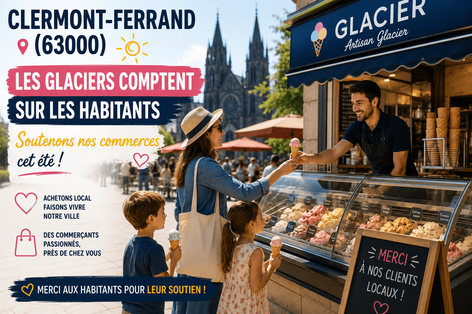 Glacier à Clermont-Ferrand (63000) soutenu par une clientèle locale pendant l’été