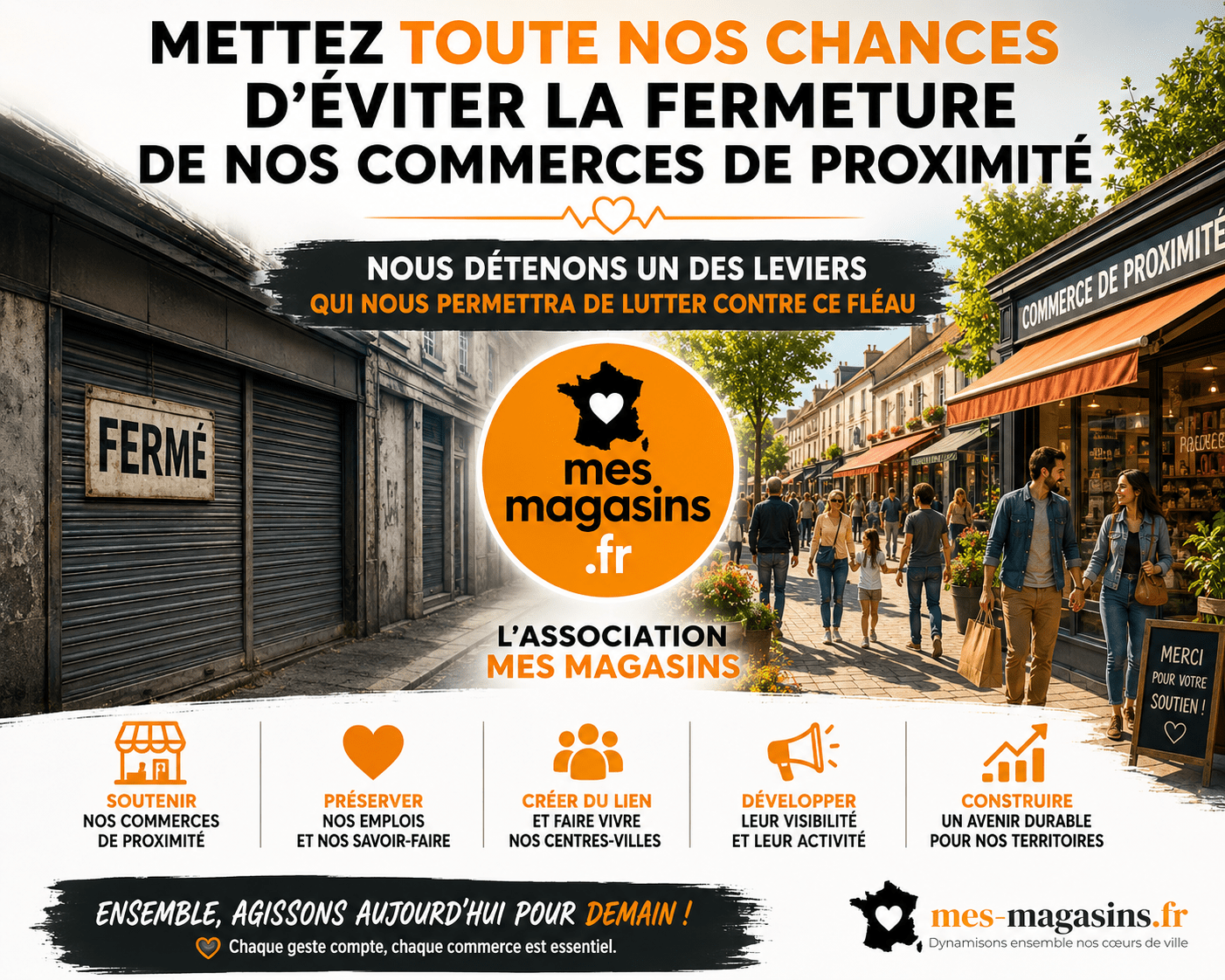 L’Association MES MAGASINS mobilisée pour prévenir la fermeture des commerces de proximité et dynamiser les centres-villes