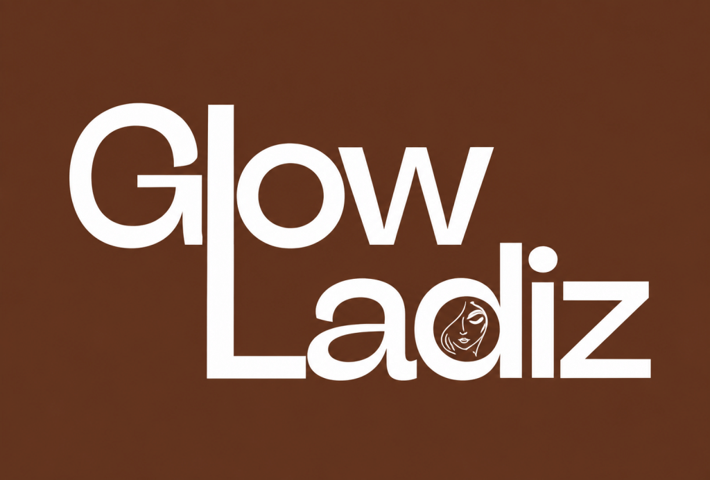 Logo Glow Ladiz sur fond marron avec lettrage blanc