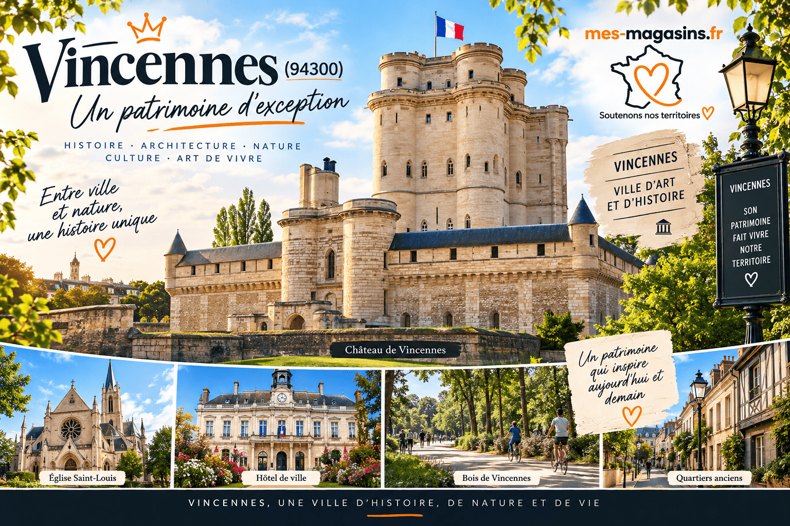 Patrimoine de Vincennes (94300) avec le château, l’hôtel de ville, l’église Saint-Louis et le Bois de Vincennes