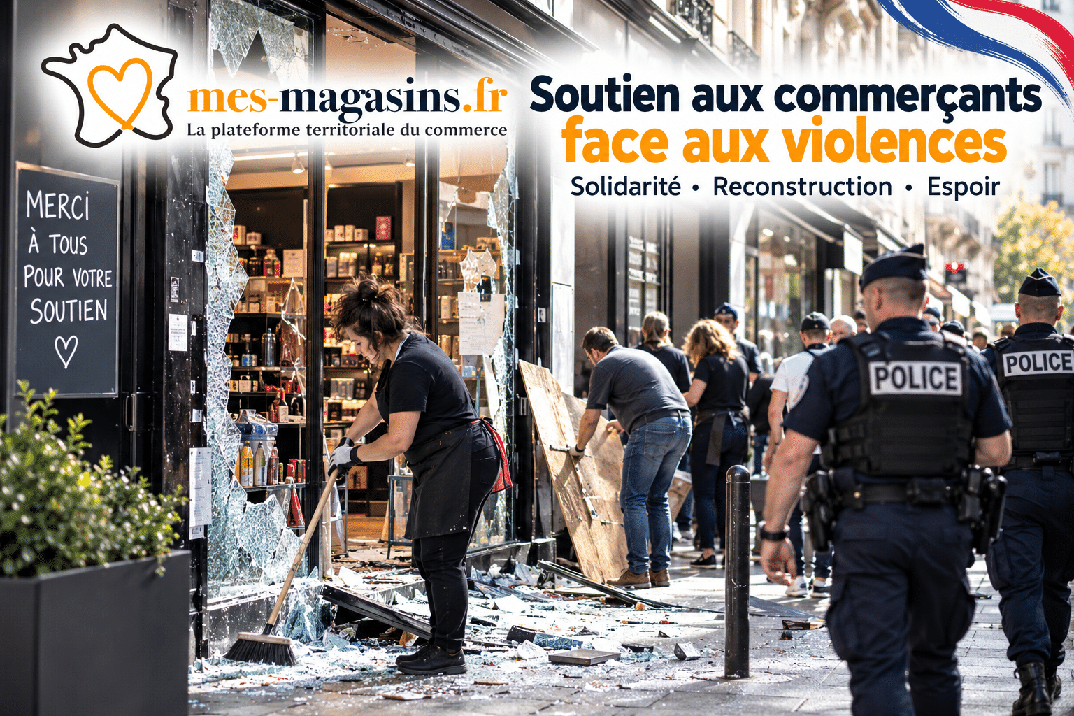 Commerces vandalisés : soutien de l’association MES MAGASINS aux commerçants et aux forces de l’ordre
