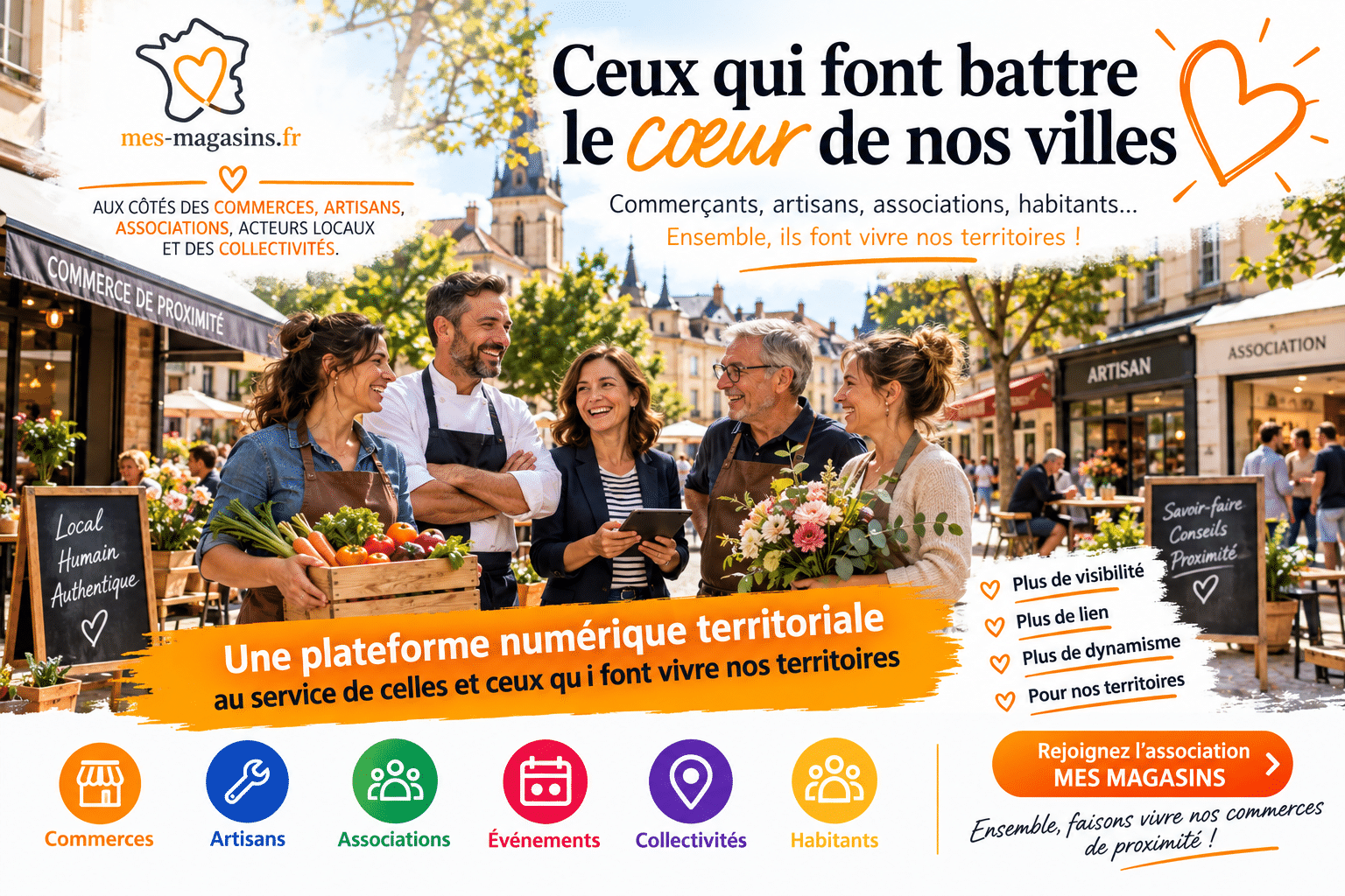 Commerçants et artisans réunis autour de MES MAGASINS, plateforme numérique territoriale au service du commerce de proximité