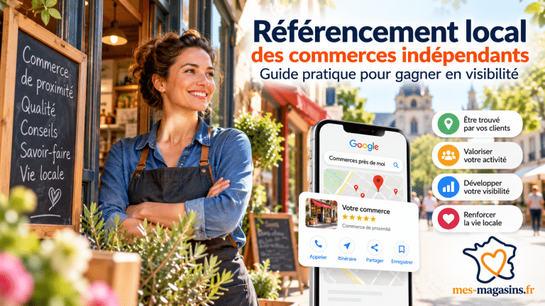 Référencement local des commerces indépendants avec MES MAGASINS pour améliorer leur visibilité sur Internet.